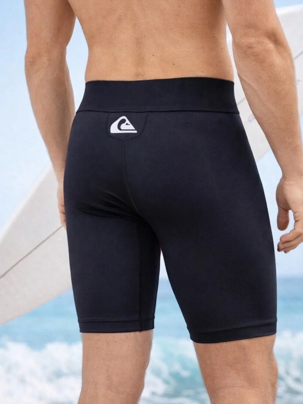 Quiksilver Compression Surf Shorts Black + Red Padded Liner Size M